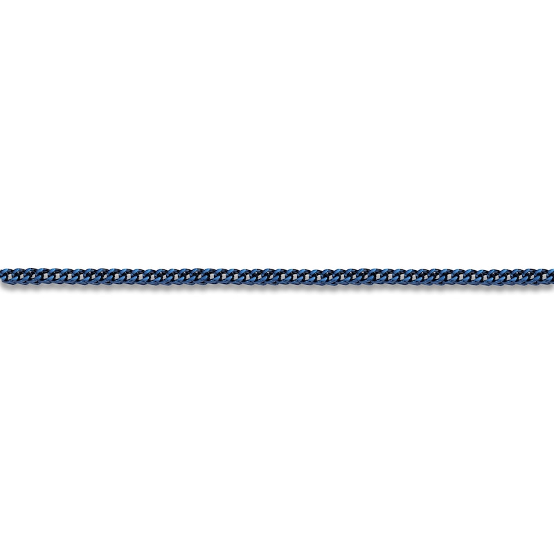 Main Image 2 of Men's Foxtail Chain Necklace 4mm Blue & Yellow Ion-Plated Stainless Steel 24&quot;