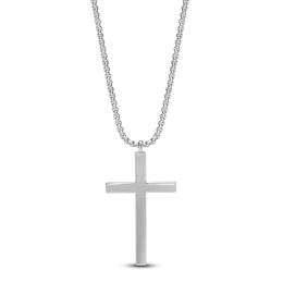 Men's Black Diamond Cross Necklace 1/2 ct tw Sterling Silver 24&quot;