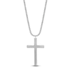 Thumbnail Image 3 of Men's Black Diamond Cross Necklace 1/2 ct tw Sterling Silver 24&quot;