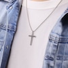 Thumbnail Image 6 of Men's Black Diamond Cross Necklace 1/2 ct tw Sterling Silver 24&quot;