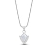 Thumbnail Image 1 of Men's Natural Mother-of-Pearl & White Lab-Created Sapphire Arrowhead Necklace Sterling Silver 24"