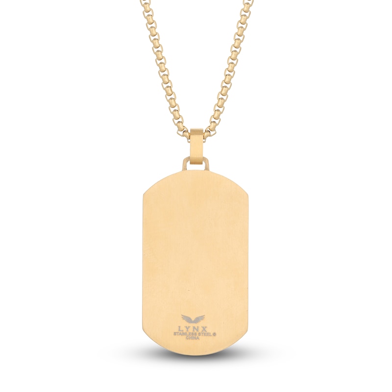 Main Image 3 of Men's Natural Black Spinel Dog Tag Necklace Yellow Ion-Plated Stainless Steel 24&quot;