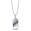 Thumbnail Image 1 of Men's Natural Mother-of-Pearl & Black Spinel Necklace Stainless Steel 24&quot;