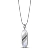 Thumbnail Image 2 of Men's Natural Mother-of-Pearl & Black Spinel Necklace Stainless Steel 24&quot;