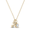 Thumbnail Image 1 of Diamond Bezel-Set Solitaire & Initial Charm Necklace 1/3 ct tw 14K Yellow Gold 18"