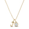 Thumbnail Image 0 of Diamond Bezel-Set Solitaire & Initial Charm Necklace 1/4 ct tw 14K Yellow Gold 18"