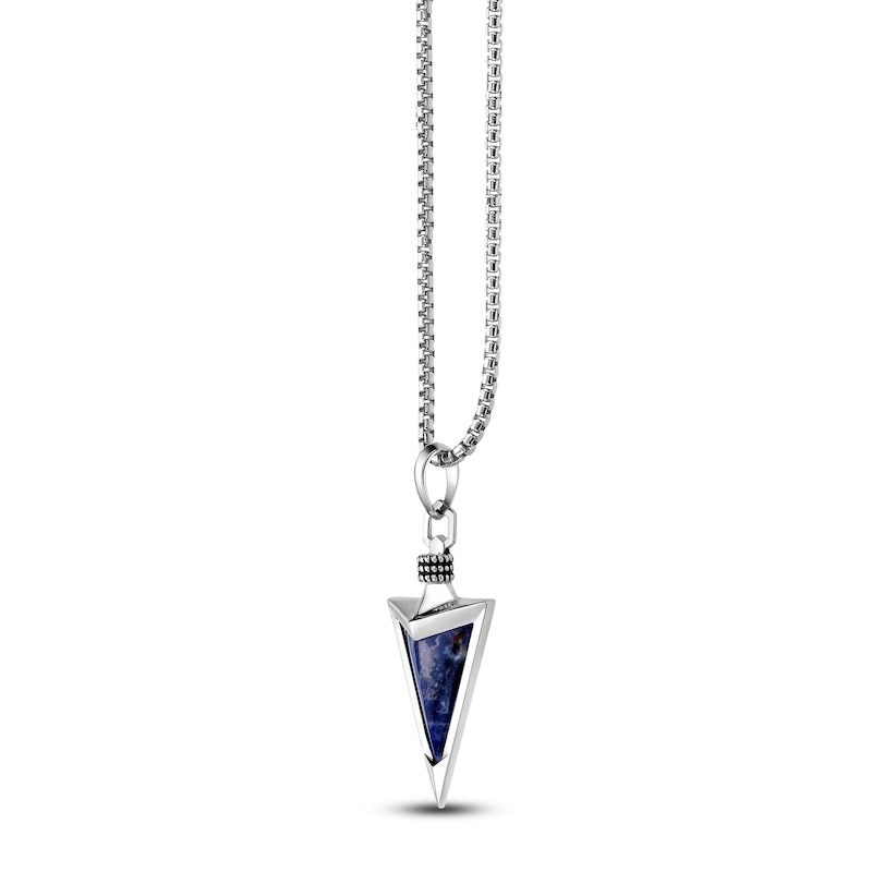 Main Image 2 of Men's Natural Sodalite Arrowhead Necklace Sterling Silver 24&quot;