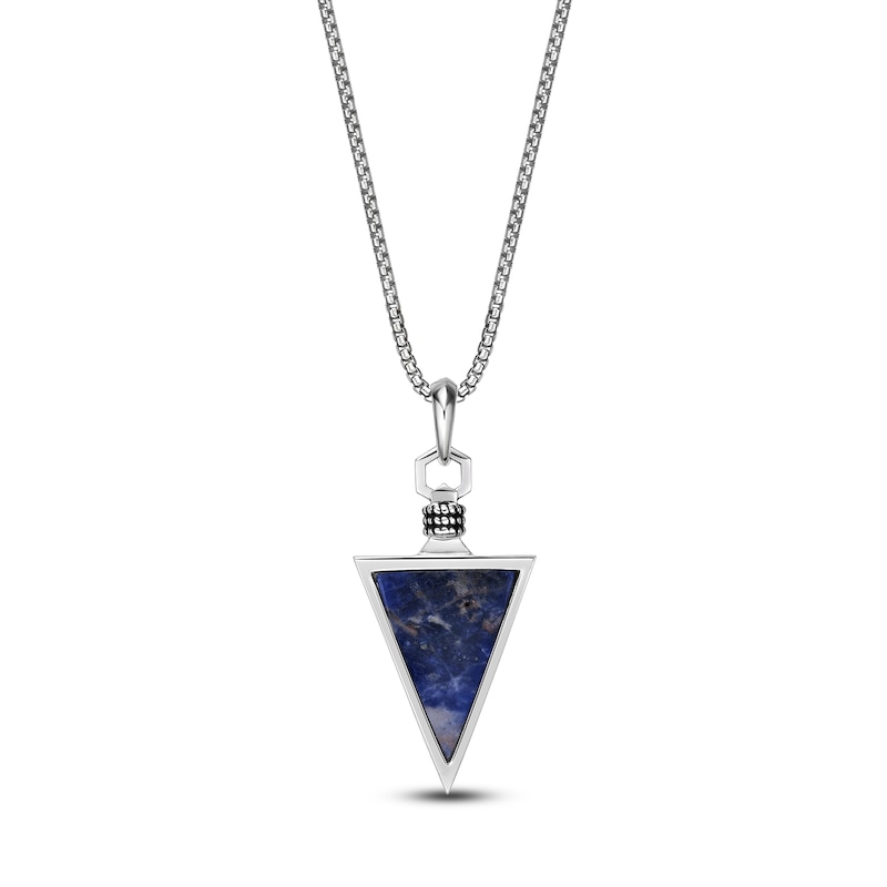 Main Image 3 of Men's Natural Sodalite Arrowhead Necklace Sterling Silver 24&quot;