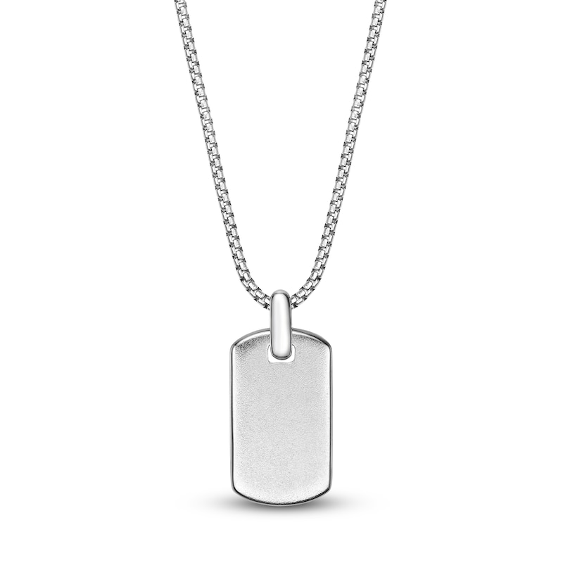 Men's Lab-Created Emerald Dog Tag Necklace Sterling Silver 24"