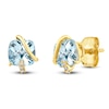 Thumbnail Image 2 of Cushion-Cut Natural Sky Blue Topaz & Diamond Accent Stud Earrings 14K Yellow Gold