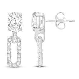 Oval-Cut Lab-Created Diamond Link Drop Earrings 2-1/2 ct tw 14K White Gold