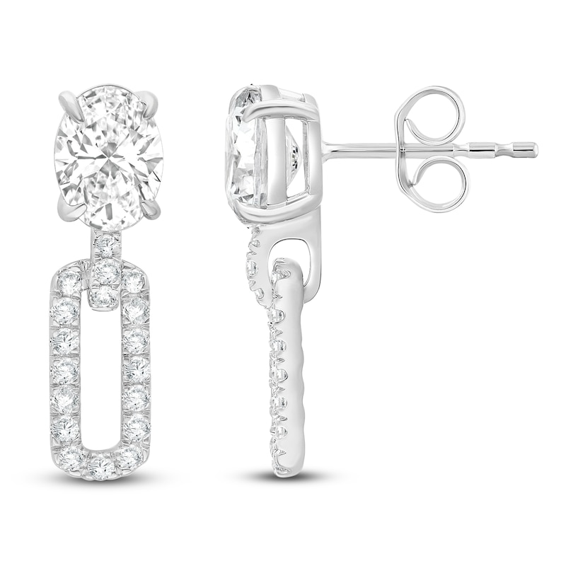 Main Image 1 of Oval-Cut Lab-Created Diamond Link Drop Earrings 2-1/2 ct tw 14K White Gold