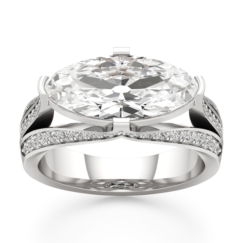 Main Image 1 of J'Lure Lab-Created Diamond Moval Old-Cut Engagement Ring 3-1/2 ct tw 18K White Gold