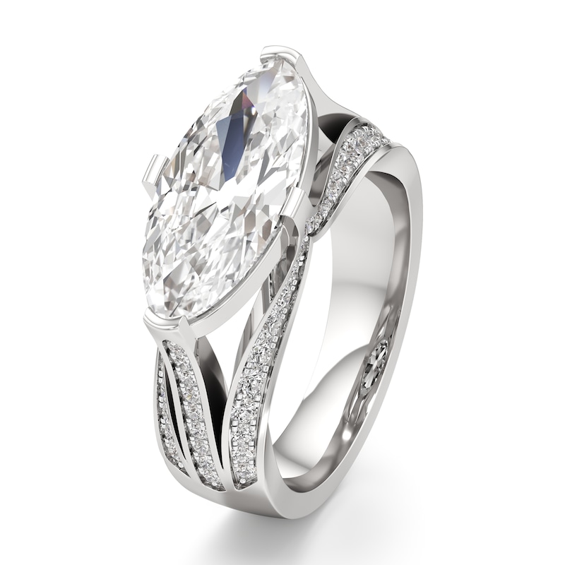 Main Image 4 of J'Lure Lab-Created Diamond Moval Old-Cut Engagement Ring 3-1/2 ct tw 18K White Gold