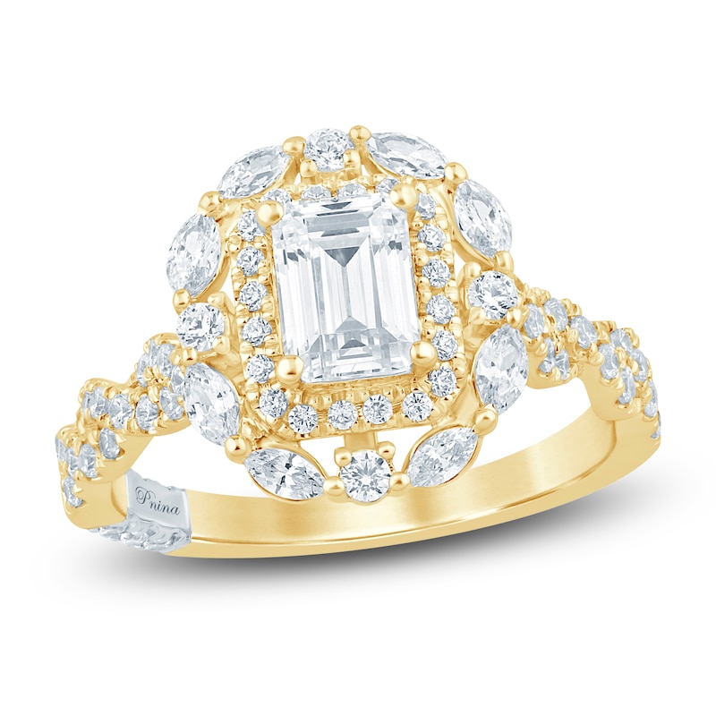 Main Image 1 of Pnina Tornai Emerald-Cut Diamond Halo Engagement Ring 1-1/2 ct tw 14K Yellow Gold