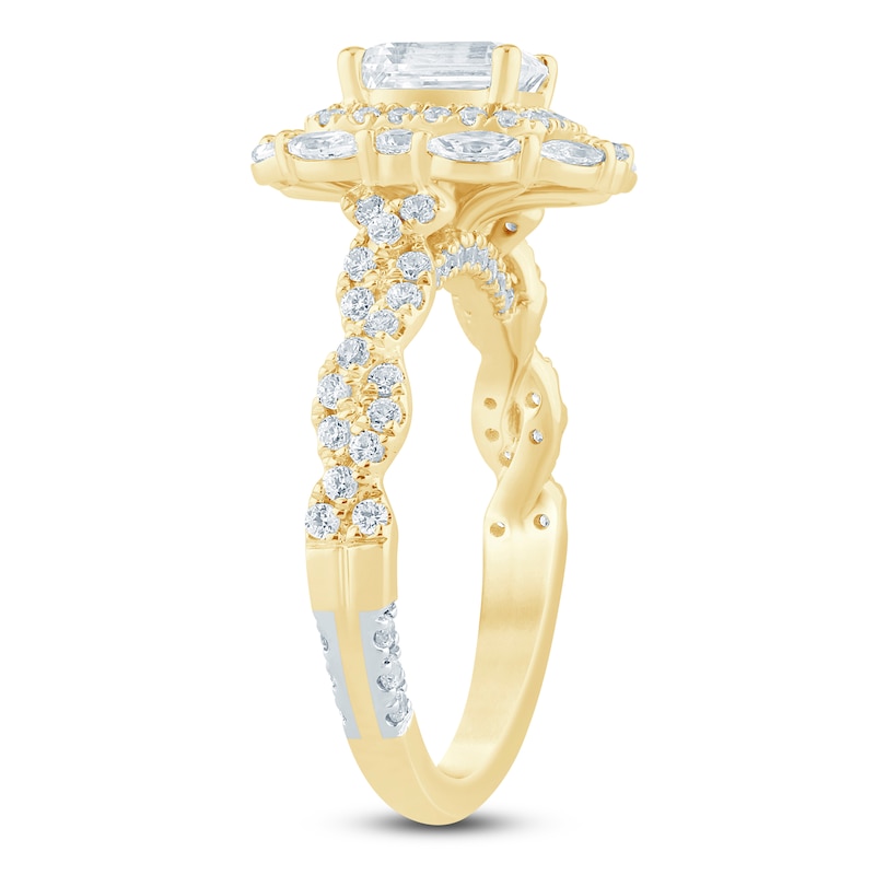 Main Image 2 of Pnina Tornai Emerald-Cut Diamond Halo Engagement Ring 1-1/2 ct tw 14K Yellow Gold