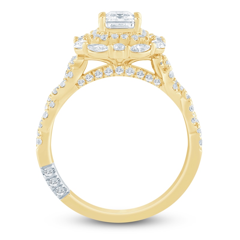 Main Image 4 of Pnina Tornai Emerald-Cut Diamond Halo Engagement Ring 1-1/2 ct tw 14K Yellow Gold