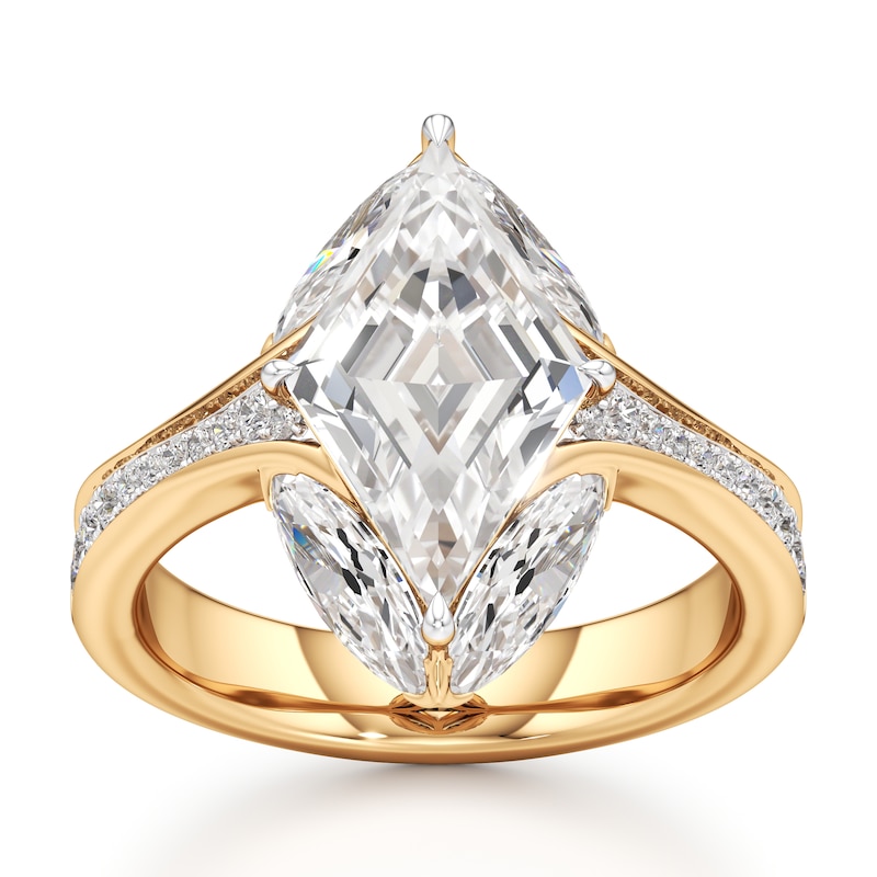 Main Image 1 of J'Lure Lozenge Step-Cut Lab-Created Diamond Engagement Ring 4-3/4 ct tw 18K Yellow Gold