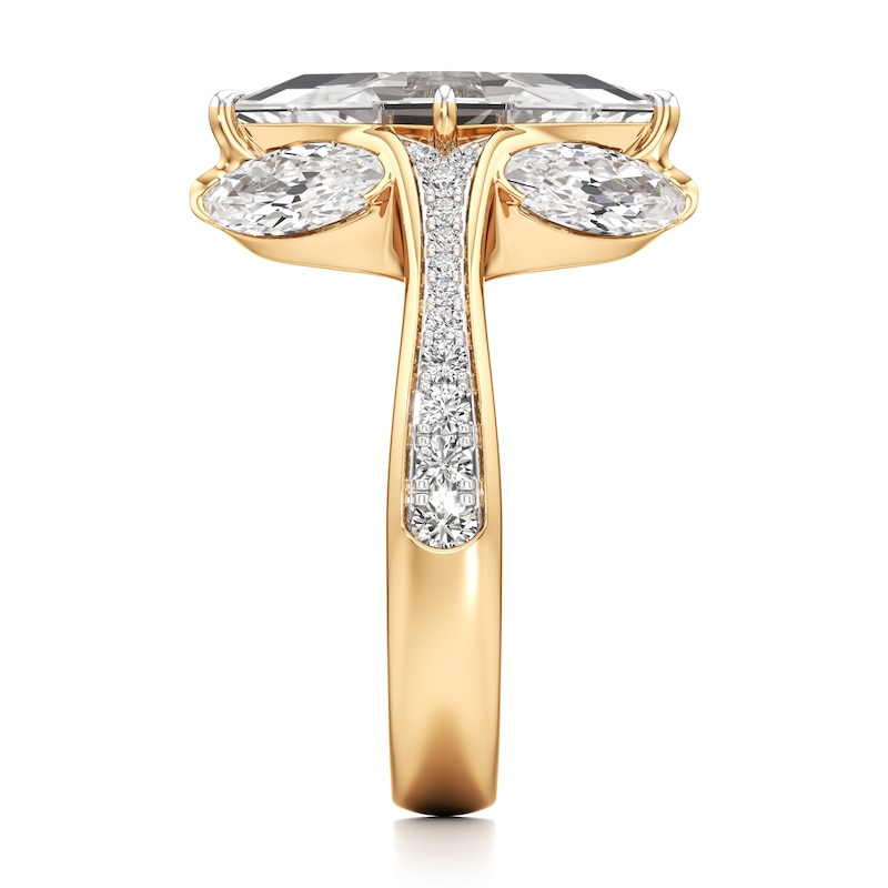 Main Image 3 of J'Lure Lozenge Step-Cut Lab-Created Diamond Engagement Ring 4-3/4 ct tw 18K Yellow Gold