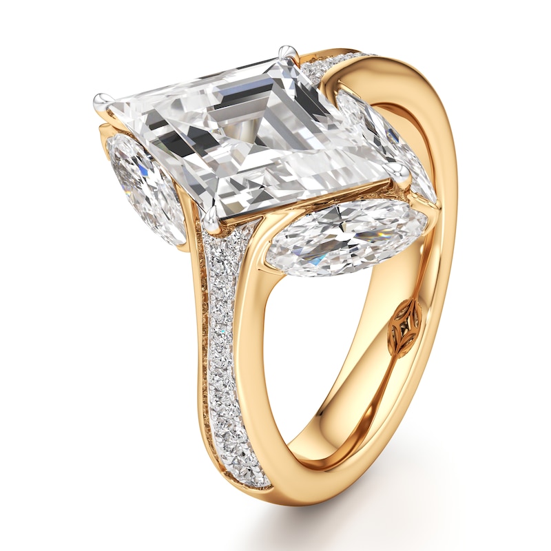 Main Image 4 of J'Lure Lozenge Step-Cut Lab-Created Diamond Engagement Ring 4-3/4 ct tw 18K Yellow Gold