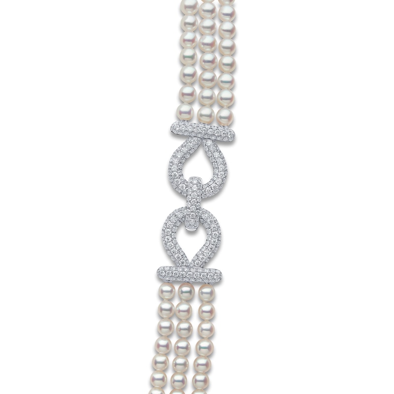 Main Image 2 of Yoko London Cultured Pearl Three-Strand Necklace With Diamonds 2 ct tw 18K White Gold 32&quot;