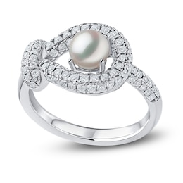 Yoko London Cultured Pearl & Diamond Ring 5/8 ct tw 18K White Gold