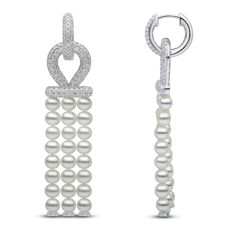 Main Image 2 of Yoko London Cultured Pearl & Diamond Hoop Drop Earrings 1-3/4 ct tw 18K White Gold