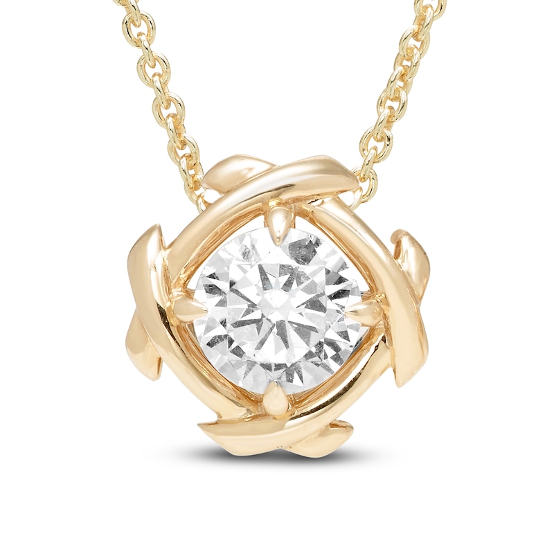 Main Image 1 of Unspoken Diamond Solitaire Necklace 1-1/2 ct tw 14K Yellow Gold 18&quot; (I1/I)