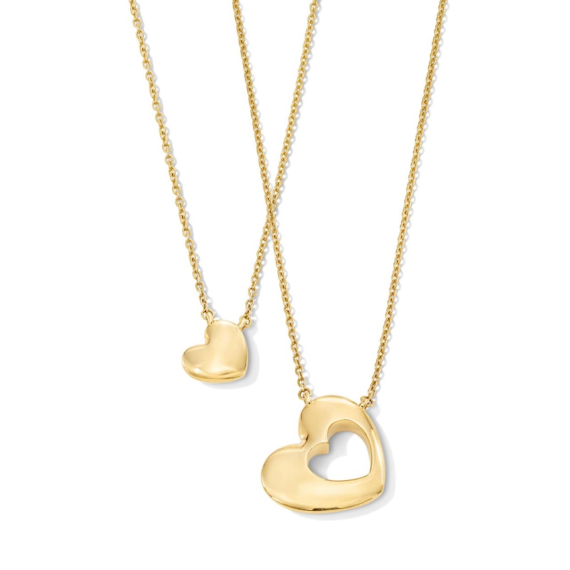 Main Image 2 of Mother & Child Heart-Shaped Necklace Two-Piece Gift Set 14K Yellow Gold