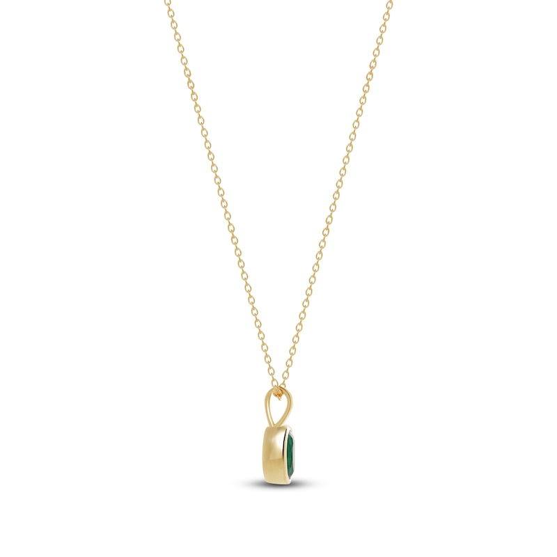 Main Image 2 of Oval-Cut Natural Emerald Bezel-Set Solitaire Necklace 14K Yellow Gold 17&quot;