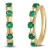 Thumbnail Image 2 of Natural Emerald Hoop Earrings 14K Yellow Gold