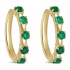 Thumbnail Image 3 of Natural Emerald Hoop Earrings 14K Yellow Gold