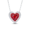 Thumbnail Image 1 of Kallati Heart-Shaped Natural Ruby & Diamond Necklace 1/5 ct tw 14K White Gold 18&quot;