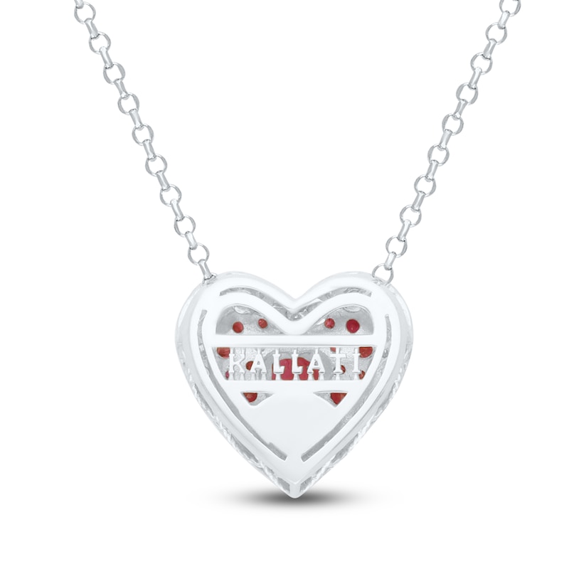 Main Image 3 of Kallati Heart-Shaped Natural Ruby & Diamond Necklace 1/5 ct tw 14K White Gold 18&quot;