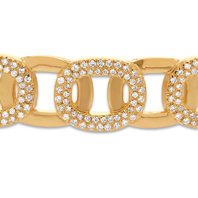 Diamond Cuff Bracelet 1-5/8 ct tw Round-cut 14K Yellow Gold