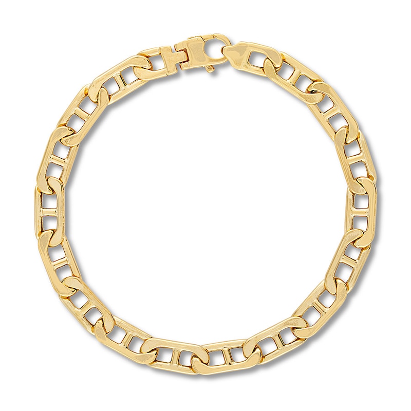 Semi-Solid Mariner Link Chain Bracelet 10K Yellow Gold 8.5"