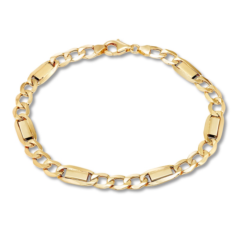 Figaro Link Chain Bracelet 10K Yellow Gold 8.5"