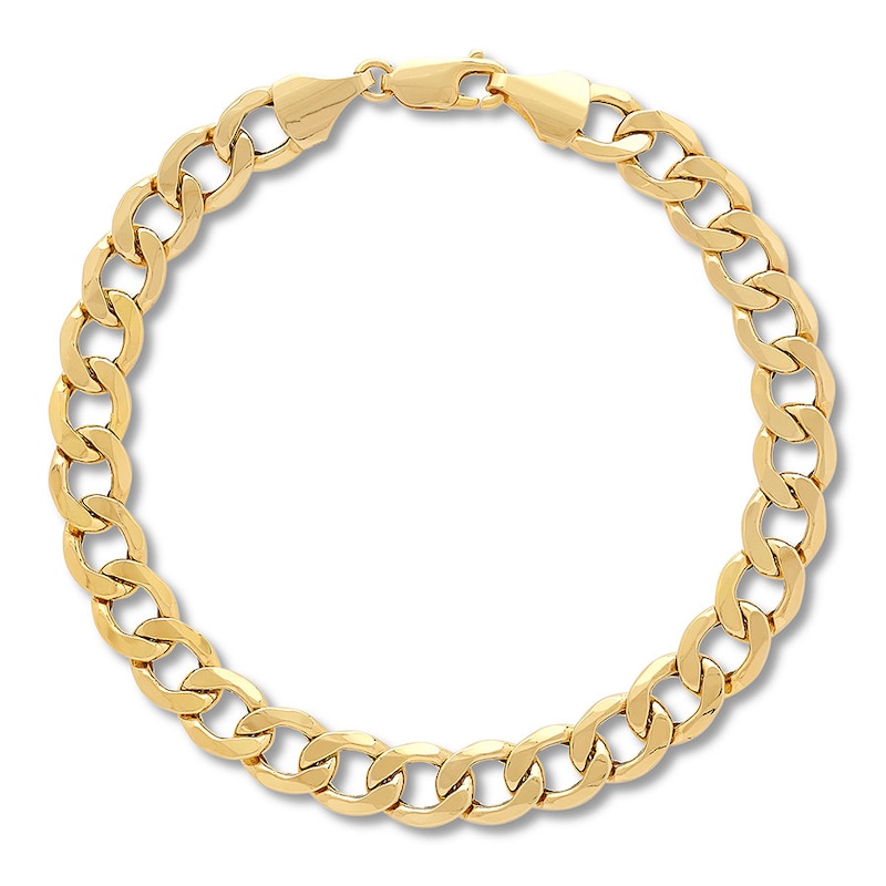 Hollow Curb Chain Bracelet 10K Yellow Gold 9" Approx. 8.8mm