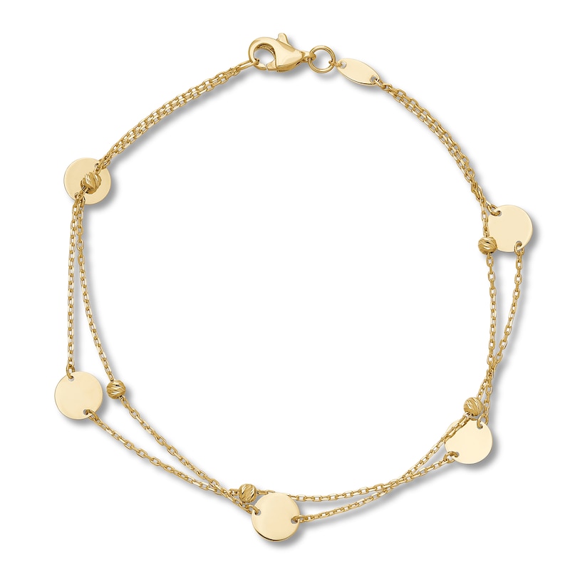 Two-Row Disc Bracelet 10K Yellow Gold 7.5"