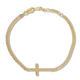 Sideways Cross Bracelet 14K Yellow Gold 7.25&quot;