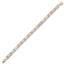 Link Chain Bracelet 10K Tri-Color Gold 7.25&quot;