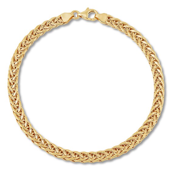 Wheat Chain Bracelet 14K Yellow Gold 7.5" Length ...