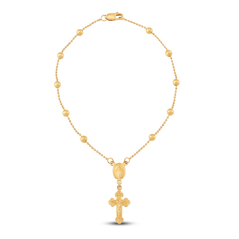 Rosary Bead Bracelet 14K Yellow Gold 7.5"
