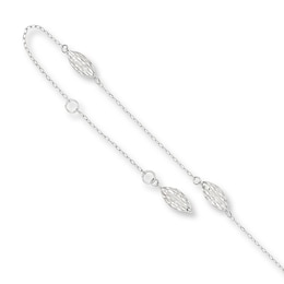 Beaded Anklet 14K White Gold 9&quot;