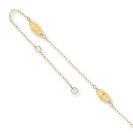 Beaded Anklet 14K Yellow Gold 9&quot;