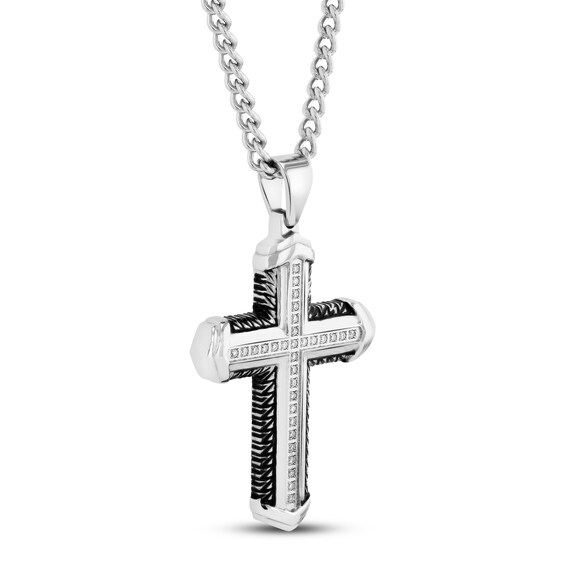 Diamond Cross Pendant Stainless Steel | Jared