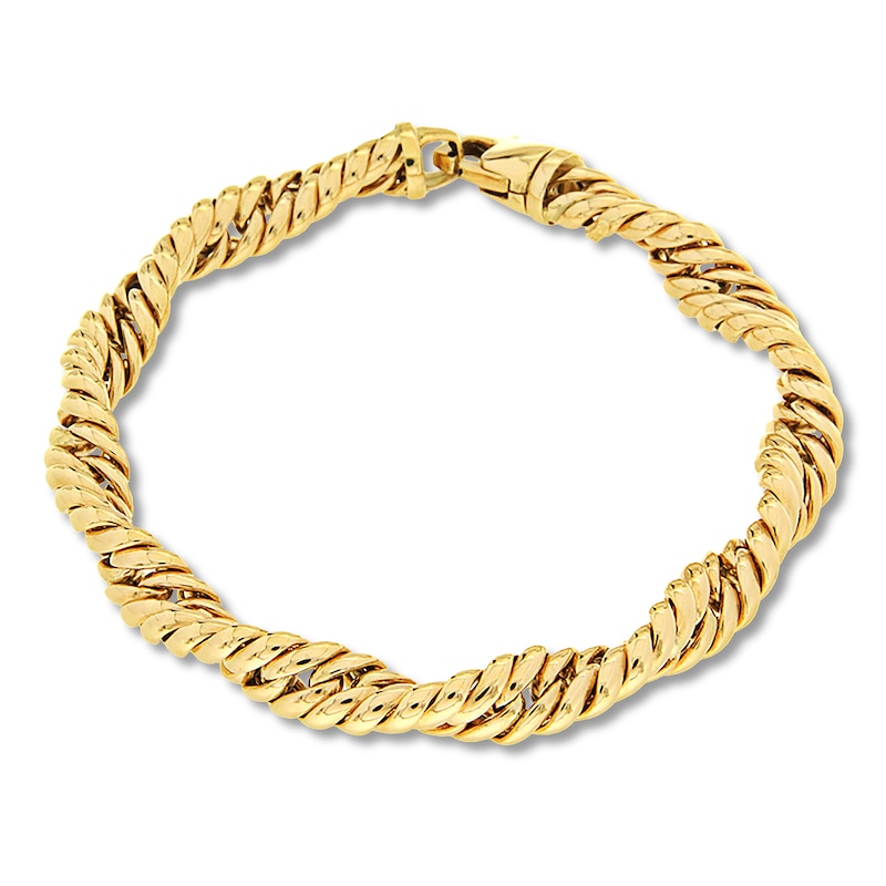 High-Polish Twisted Link Bracelet 10K Yellow Gold 7.75"