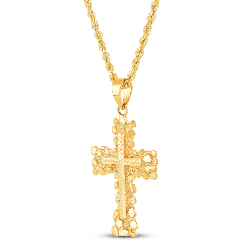 Cross Pendant Necklace 10K Yellow Gold 22"