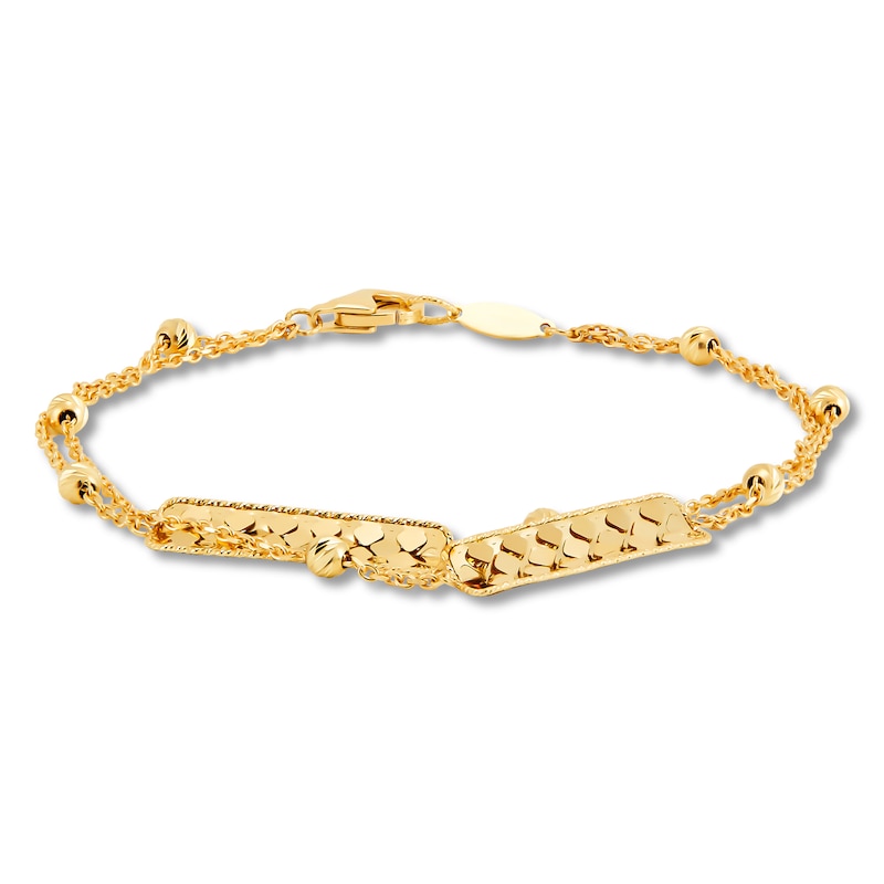 Italia D'Oro Bar & Bead Double Row Bracelet 14K Yellow Gold | Jared