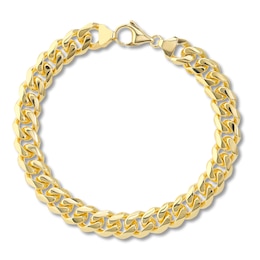 Solid Miami Cuban Link Bracelet 14K Yellow Gold 9&quot; 11mm